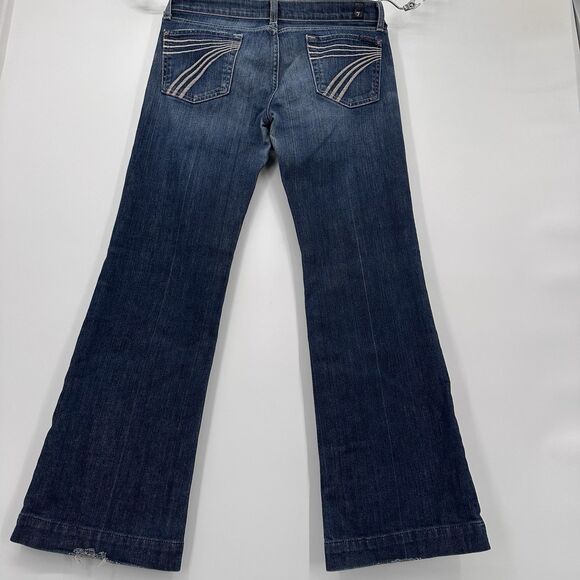 7 For All Mankind Dojo Jeans Flare Blue FadeWhite Stitch Made In USA 29